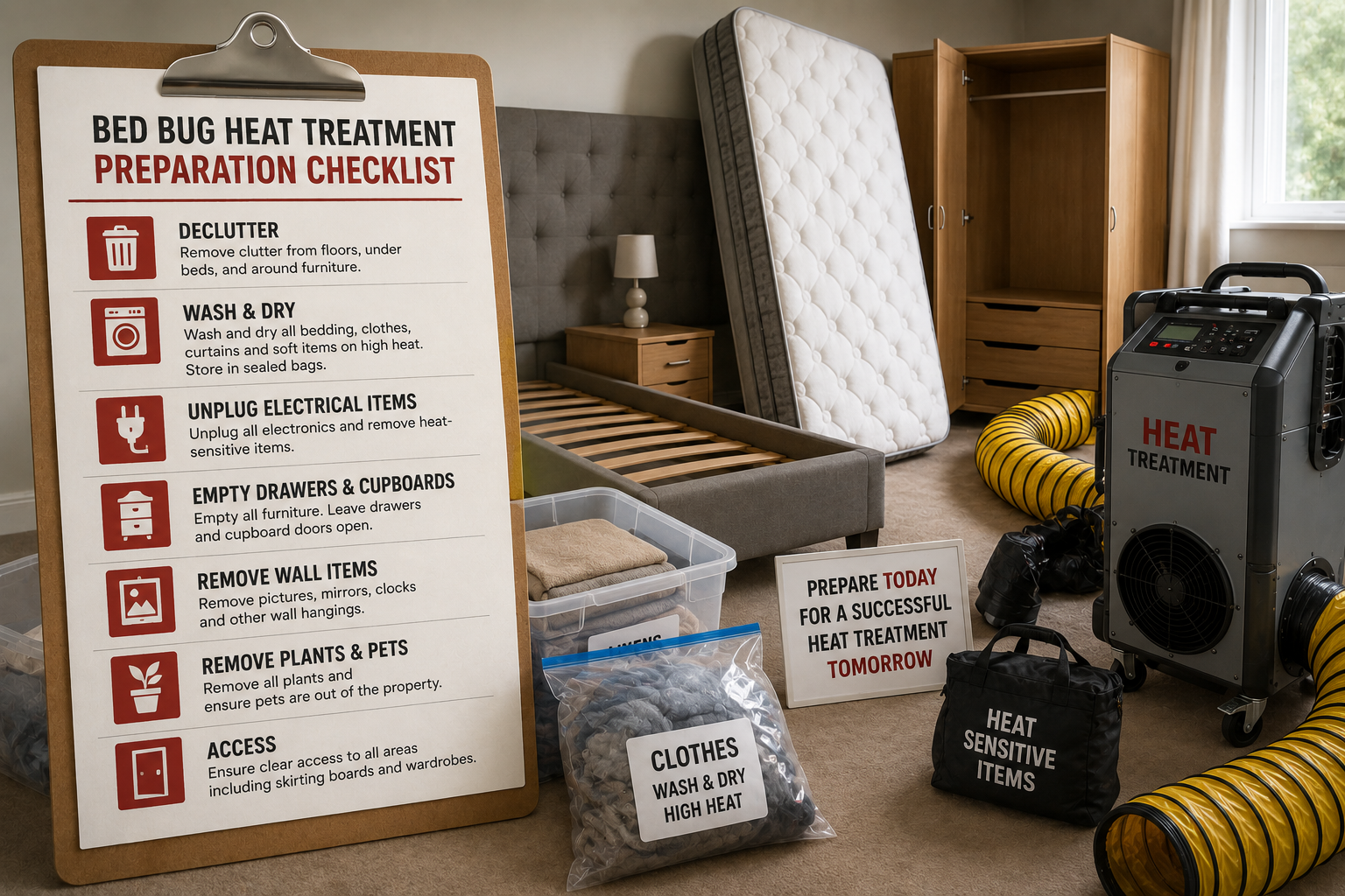 Bed Bug Heat Treatment Preparation Checklist
