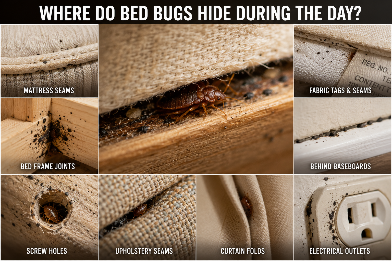 Where do bed bugs hide during the day?
